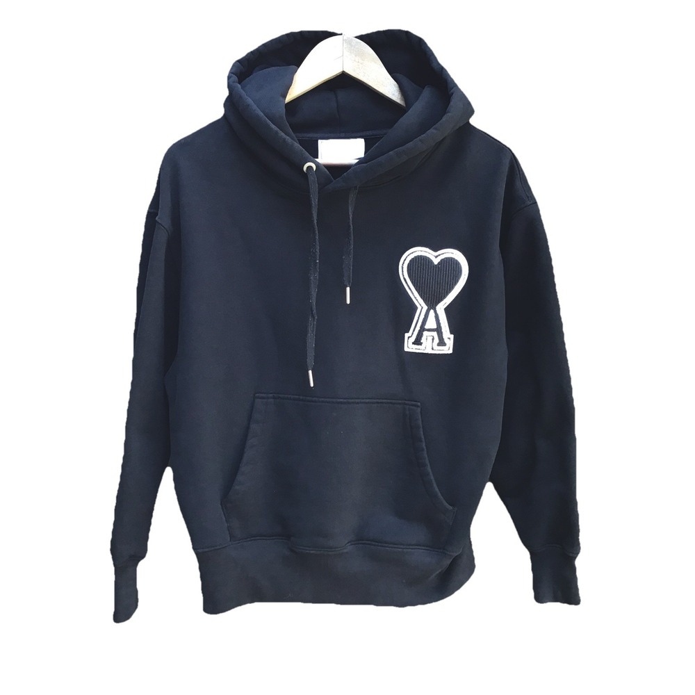 AMI Alexandre Mattiussi Ami de Coeur Hoodie Black Size S Heart Logo Pullover